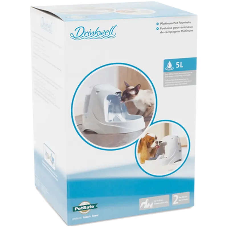 Petsafe Drinkwell Platinum Trinkbrunnen für Katzen und Hunde, 5 Liter