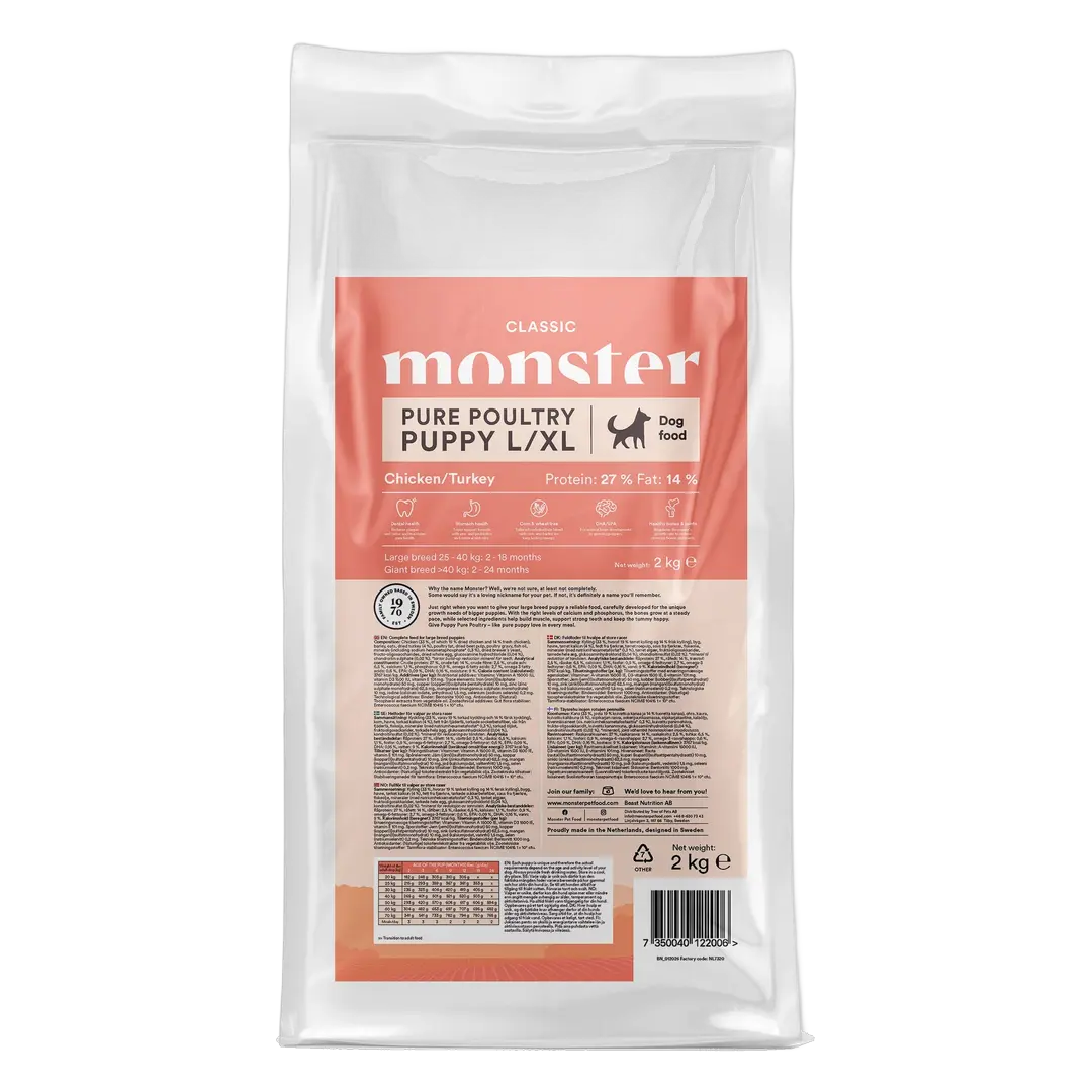 Monster Tørrfôr Classic Puppy Pure Poultry L/XL 2 kg