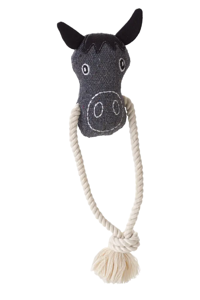 Dog Toy Nebraska Horse w rope Cotton Grey 25 cm