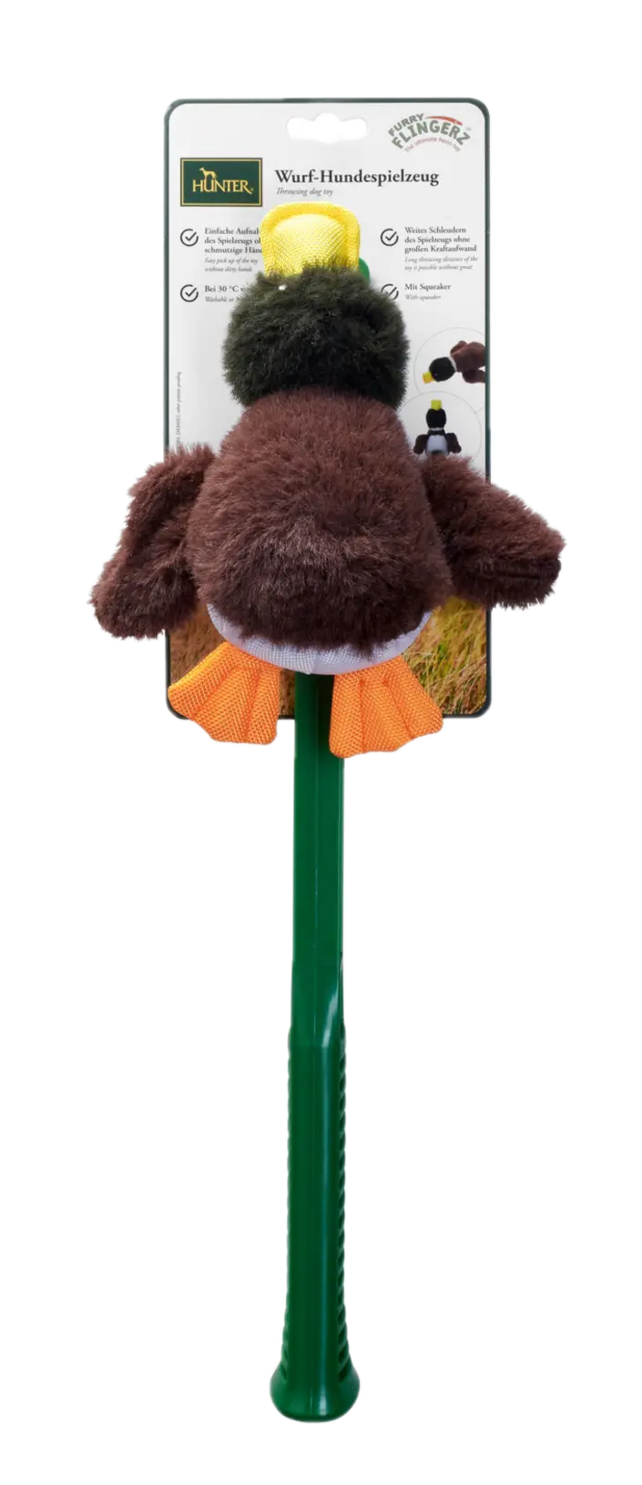Hundeleketøy Flingerz Furry Duck med avskyter