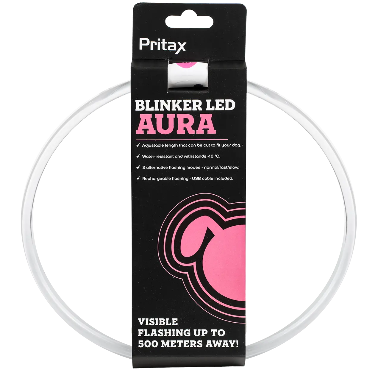 Vilkkuva kaulus LED Aura Pink