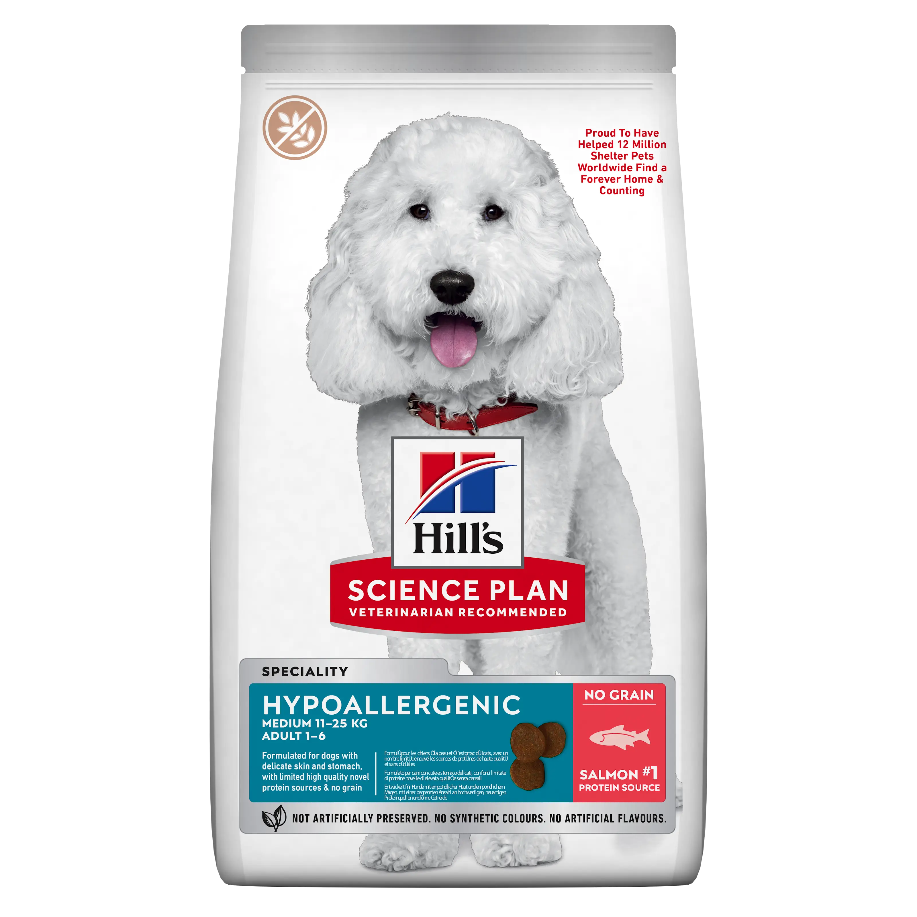 Hypoallergenic Adult No Grain Medium Salmon - Dry Dog Food Grainfree 12 kg