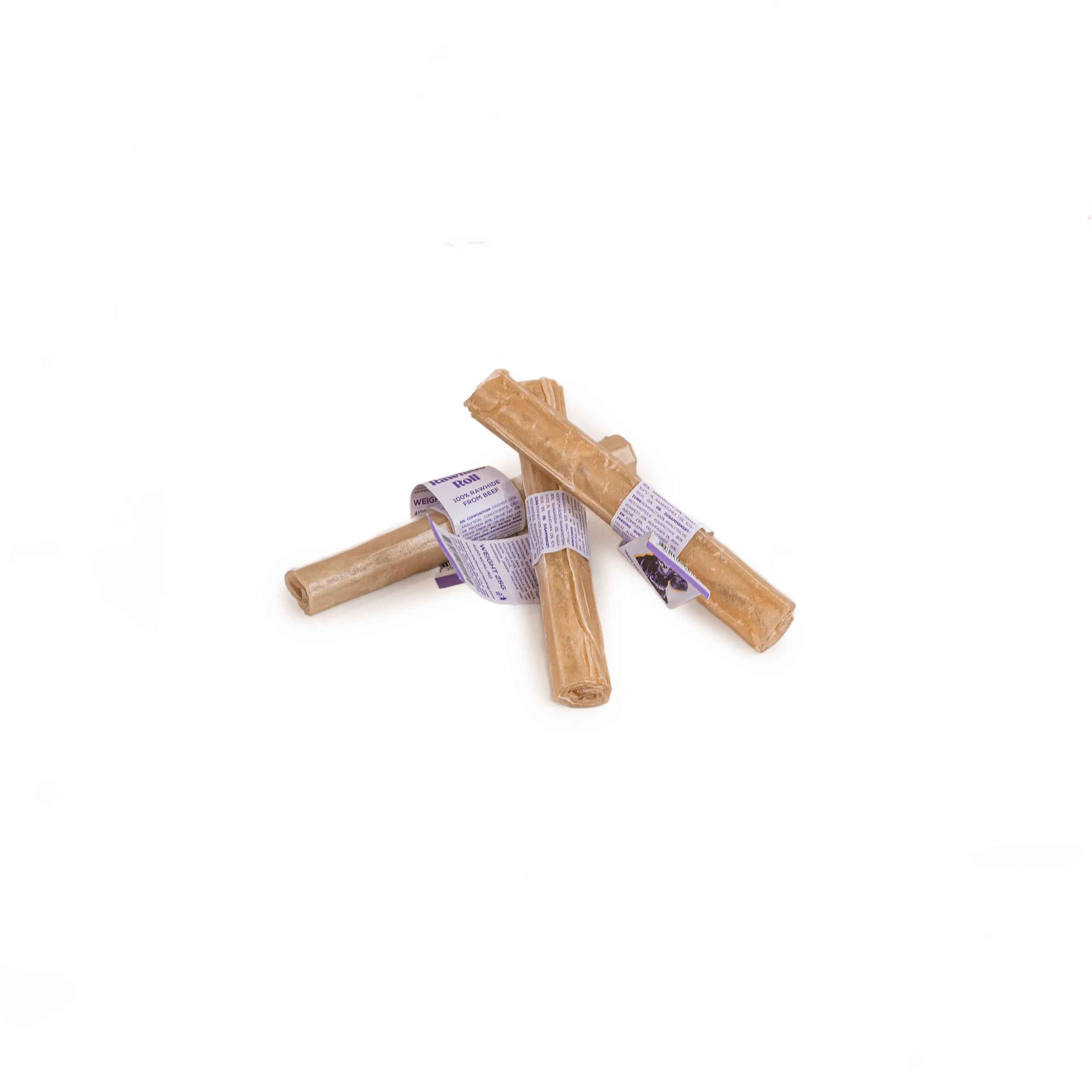 Puristettu Rawhide pururulla - Natural 12 cm