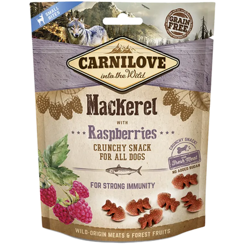 Dog Crunchy Snack Mackerel & Raspberries