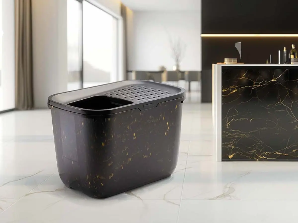 Kissan laatikko Hop in katolla Marble Black Gold