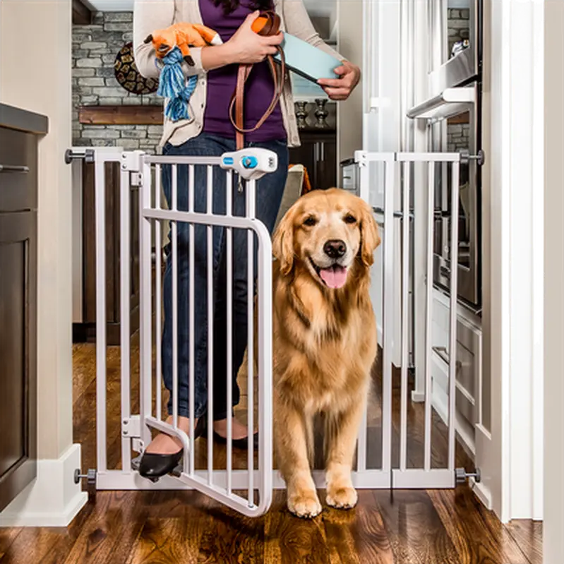 Pet Gate Hands-Free Walk-Through White 76-112 x 81 cm