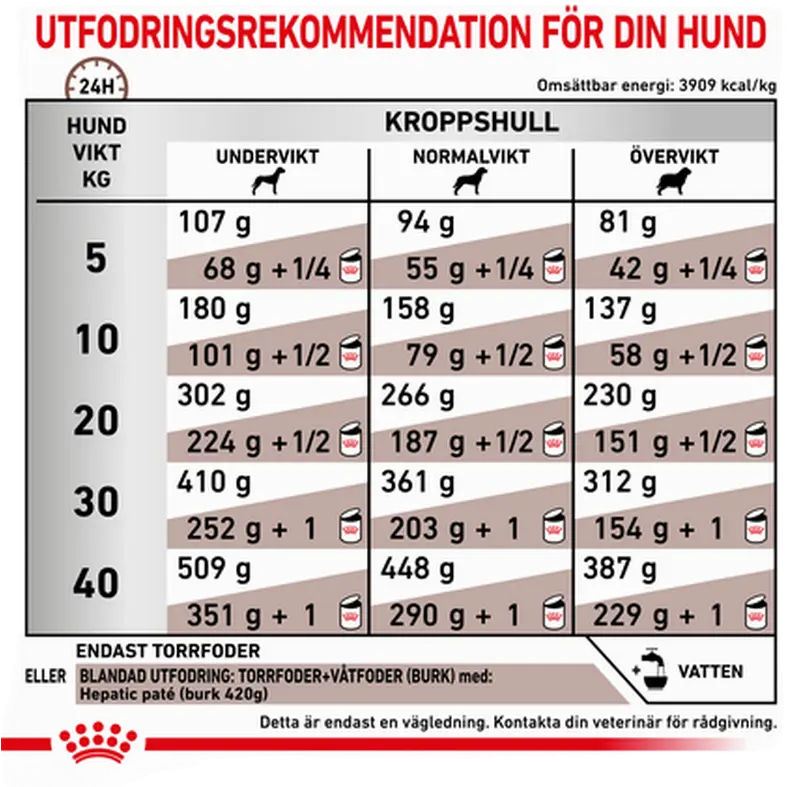 Hepatic Torrfoder för hund