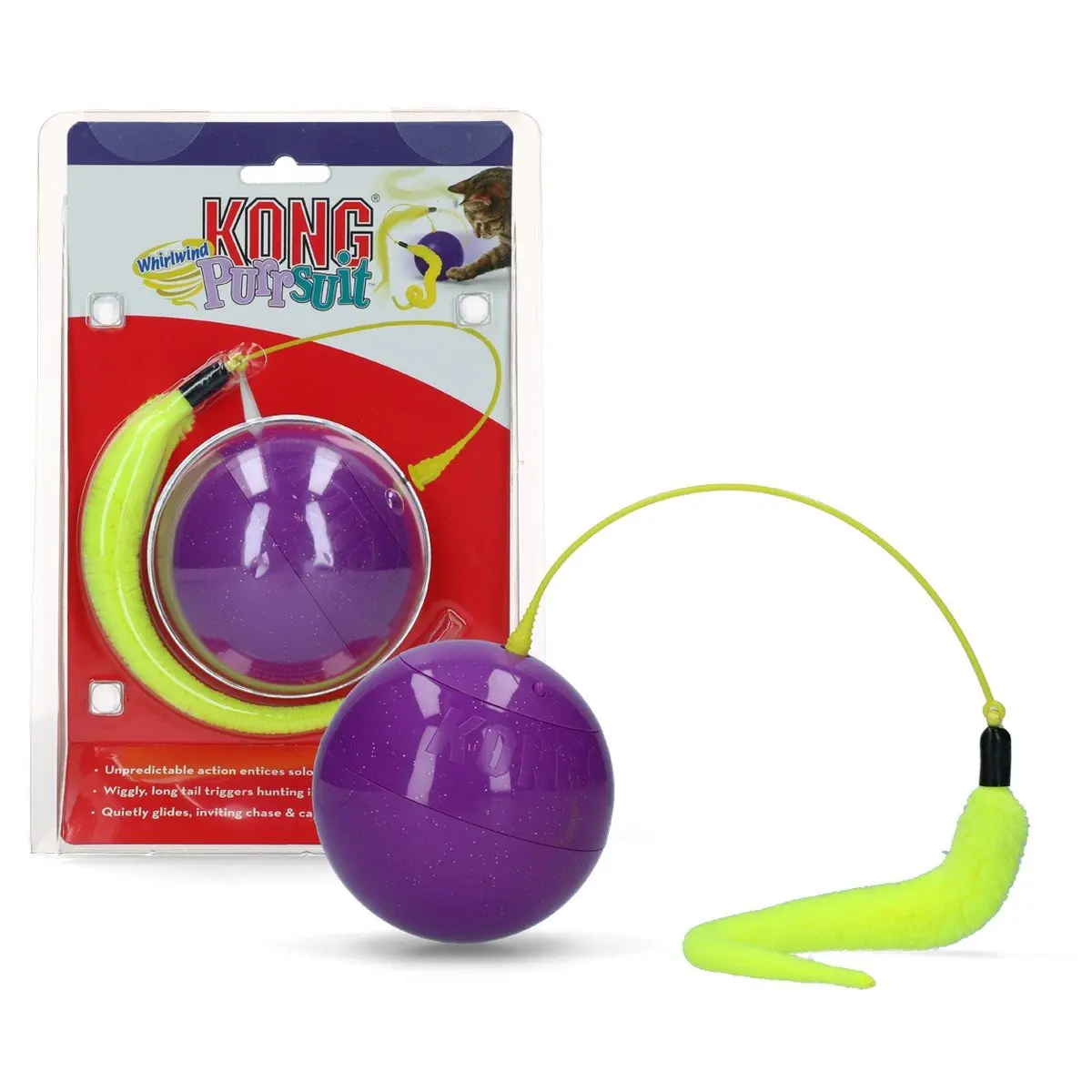 Kong Purrsuit Whirlwind kattelegetøj – aktiverende bold med hale