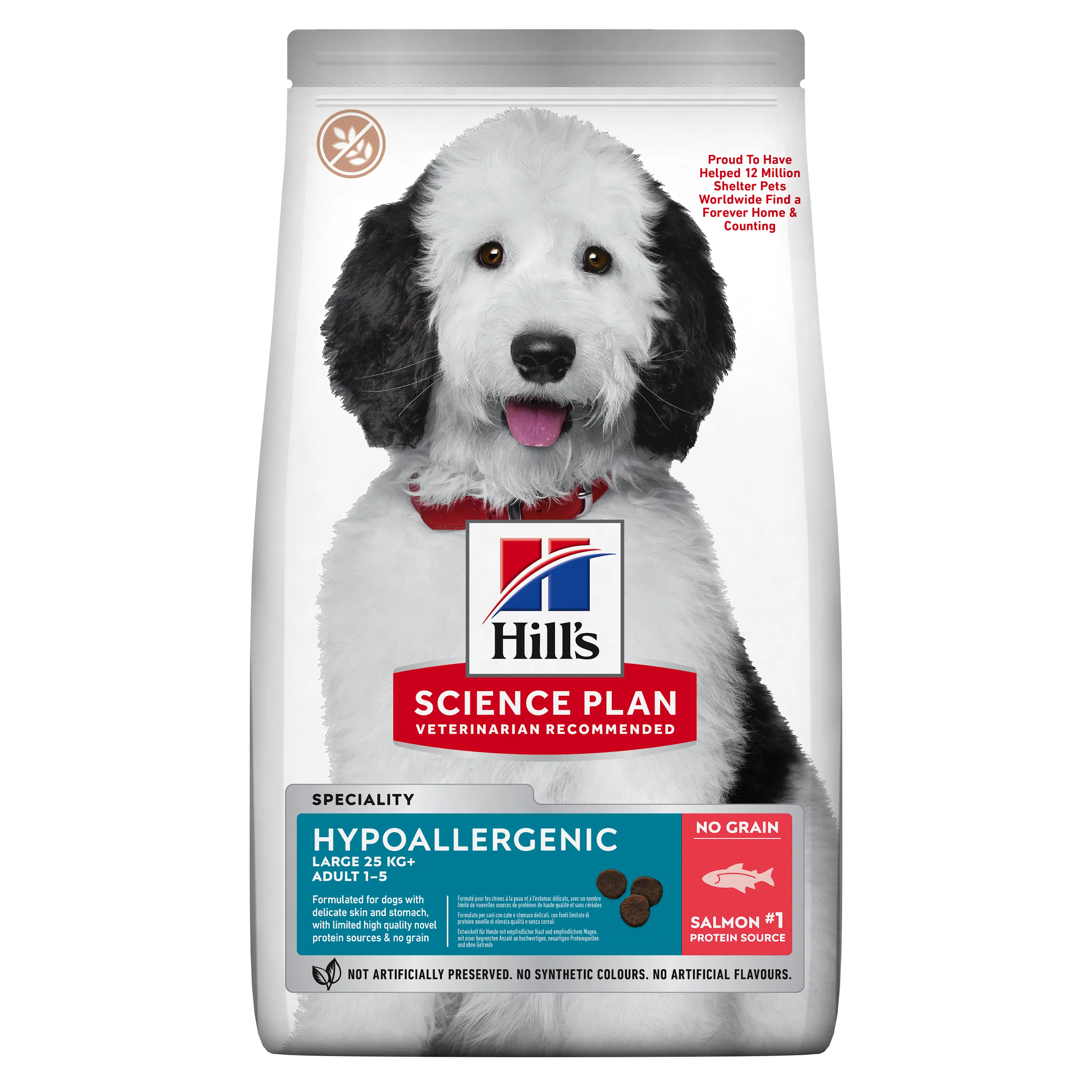 Hypoallergenic Adult Large Breed torrfoder för hundar med lax 12 kg
