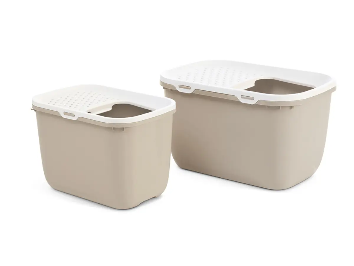 Kattlåda Hop in med tak Beige