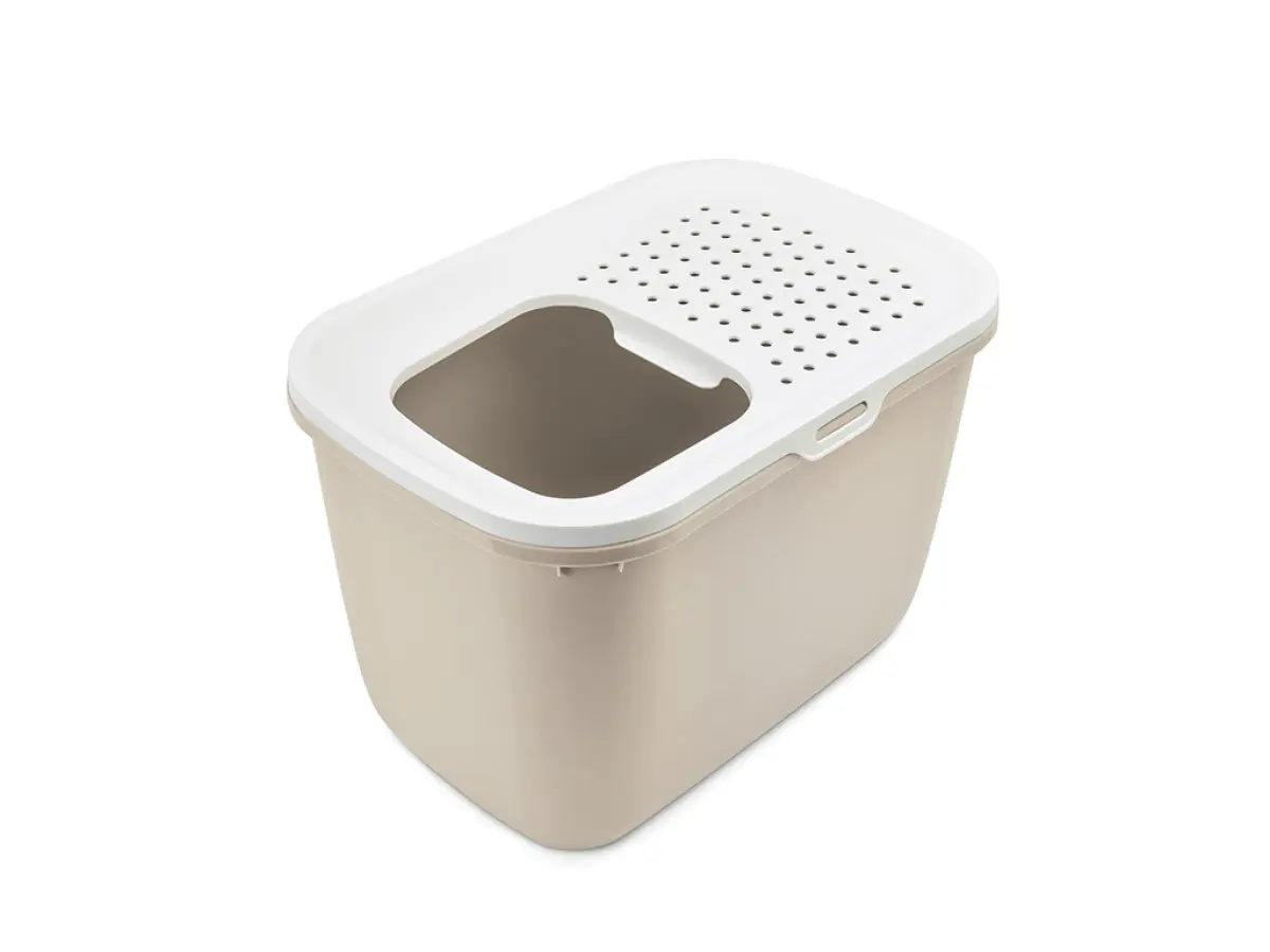 Kattlåda Hop in med tak Beige