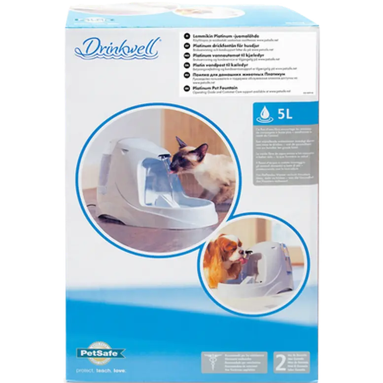 Petsafe Drinkwell Platinum Trinkbrunnen für Katzen und Hunde, 5 Liter