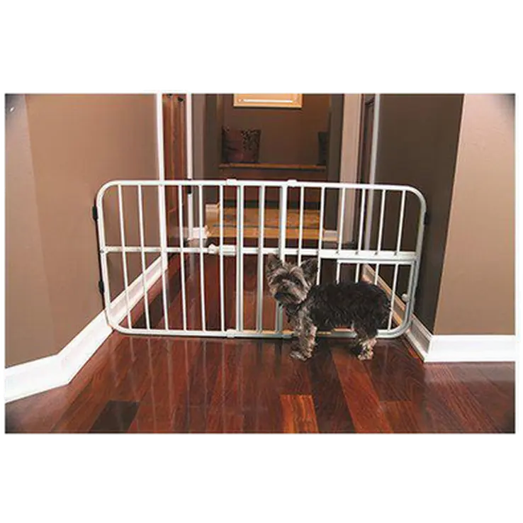 Pet Gate Lil' Tuffy Expandable With Small Pet Door White 66-107 x 46 cm