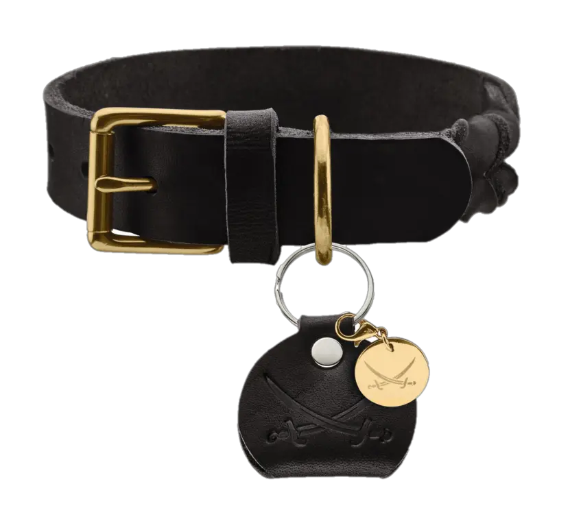 Hundehalsbånd Sansibar Massivt kuskinn Svart S 40cm