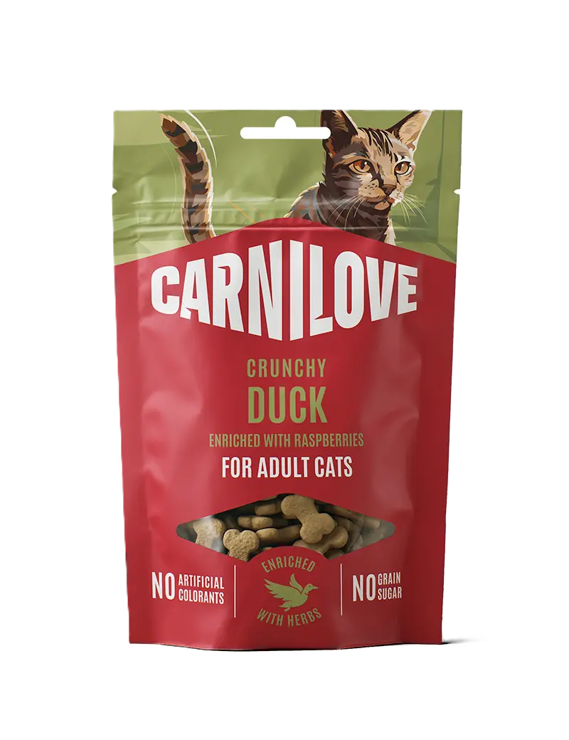 Cat Crunchy Snack Duck Enriched with Raspberries 50g
