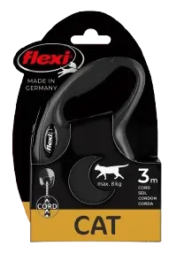 Rullebånd New Classic Cat Cord 3m, XS, maks 8 kg, Svart