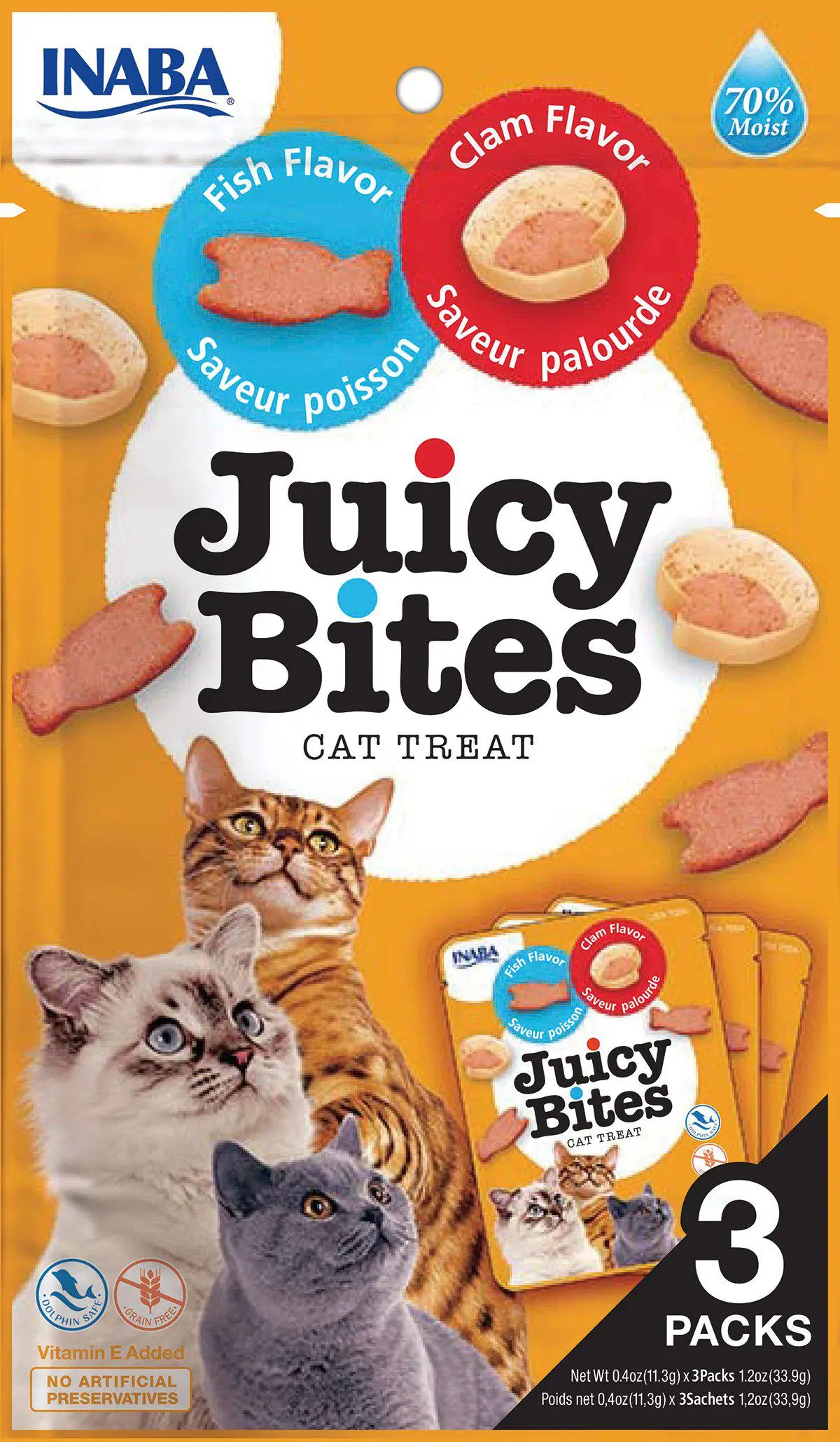 Kissa Juicy Bites Fish/Clam 3 kpl