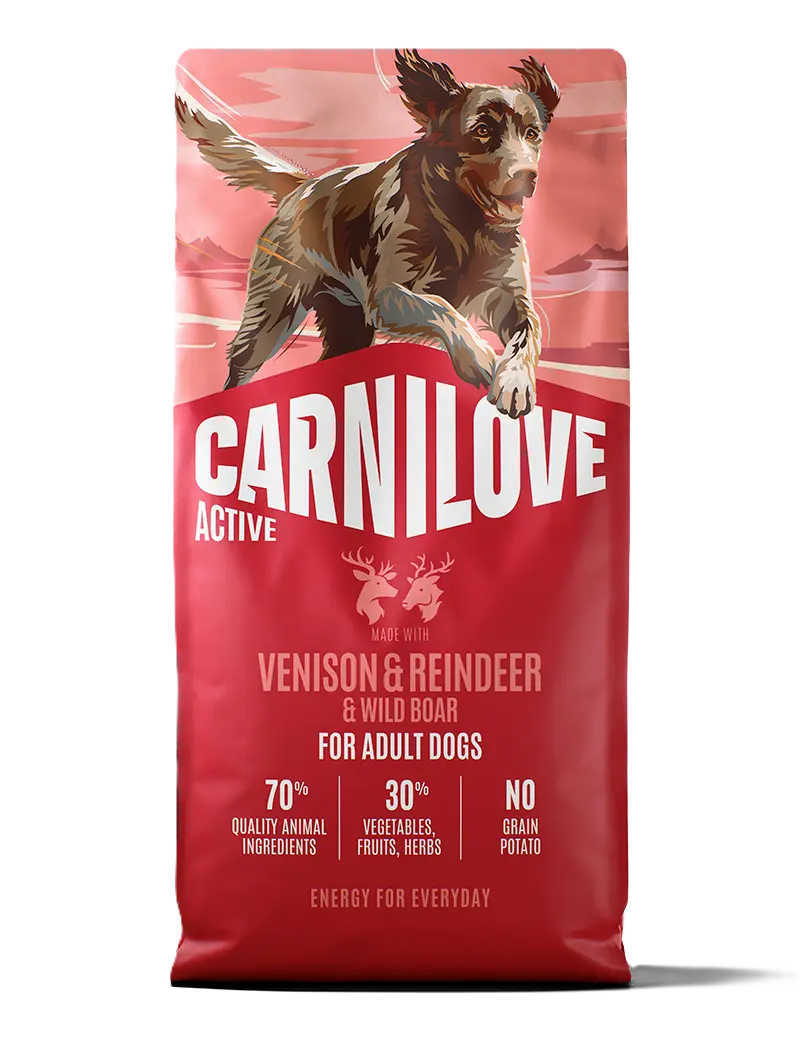 Active Dog Hjort, reinsdyr og villsvin for aktive voksne hunder 1,5 kg