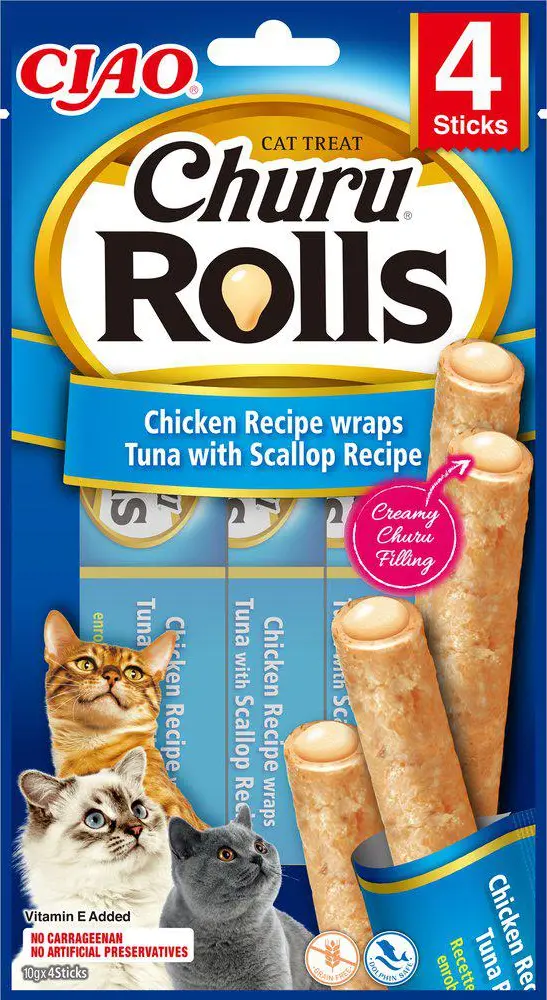Cat Rolls kylling-/tunfiskwrap med kamskjell, 4-pk.