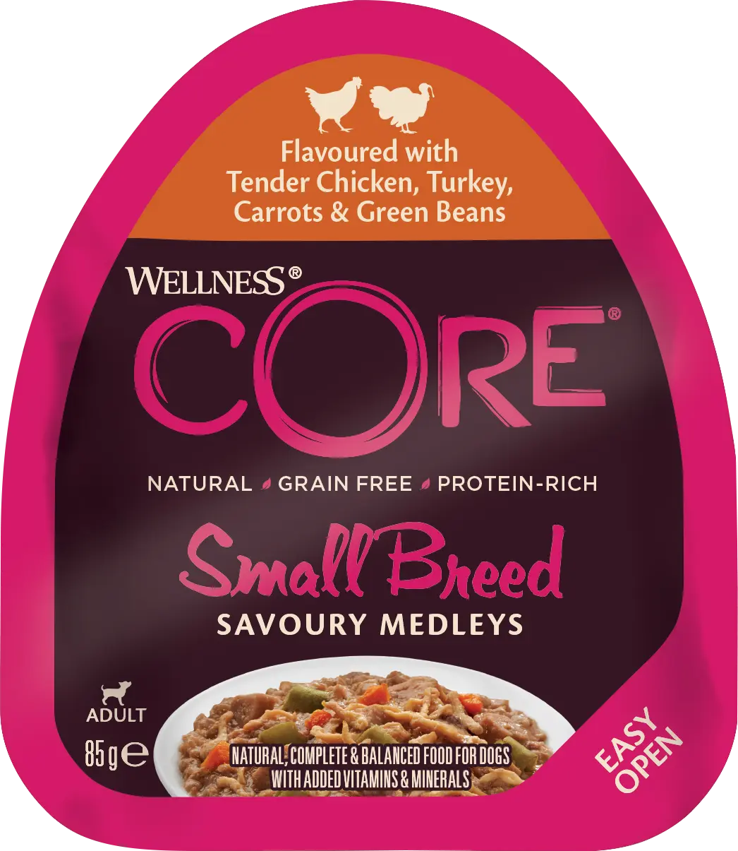 Dog Adult Savoury Medleys Small Breed Chicken, Turkey, Carrots & Beans Wet 85 g