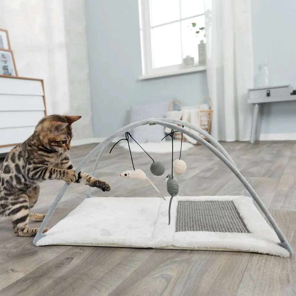 Klormatte med leker for katter