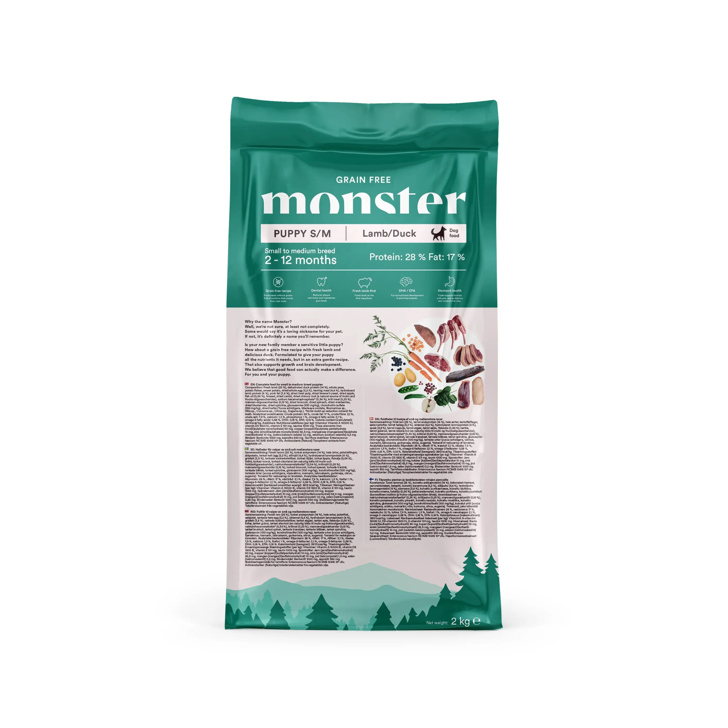Monster Grain Free Puppy S/M Lam & And - kornfrit hvalpefoder