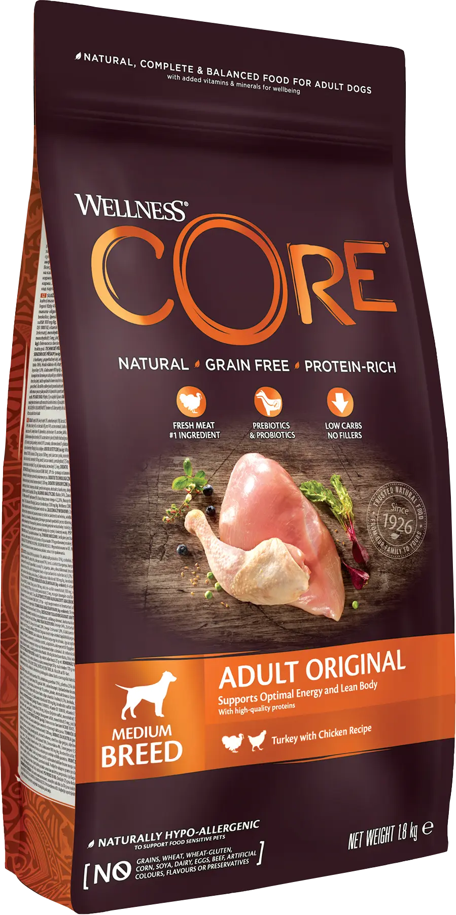Dog Adult Original Medium Breed Chicken & Turkey Dry 1,8 kg