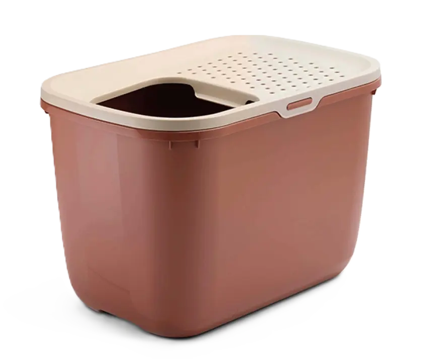 Kattlåda Hop in Giant med tak, 58,5x39x39,6cm, Champagne pink-tuscan red