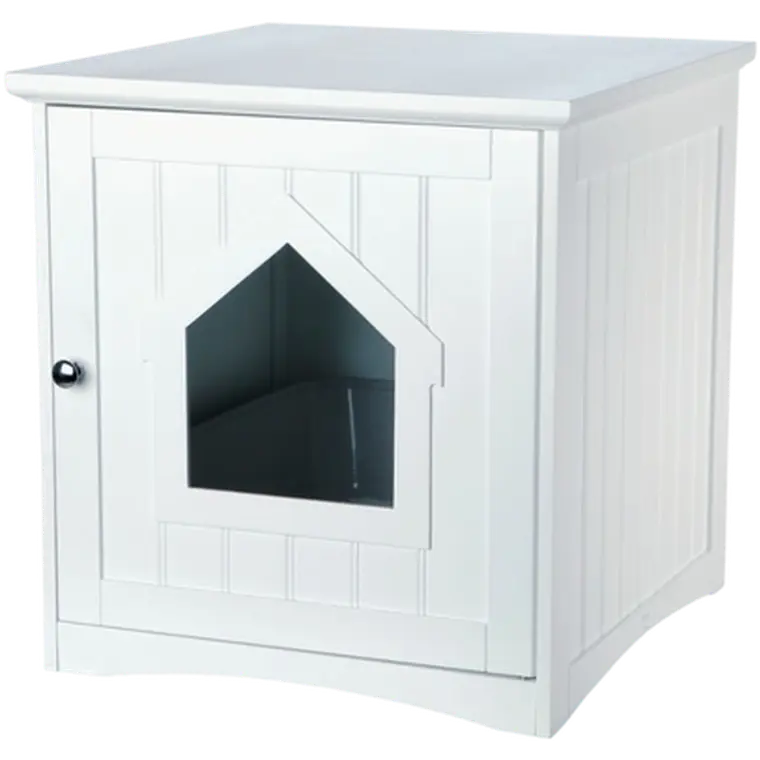 Cat House Litter Box MDF White 49 x 51 x 51 cm