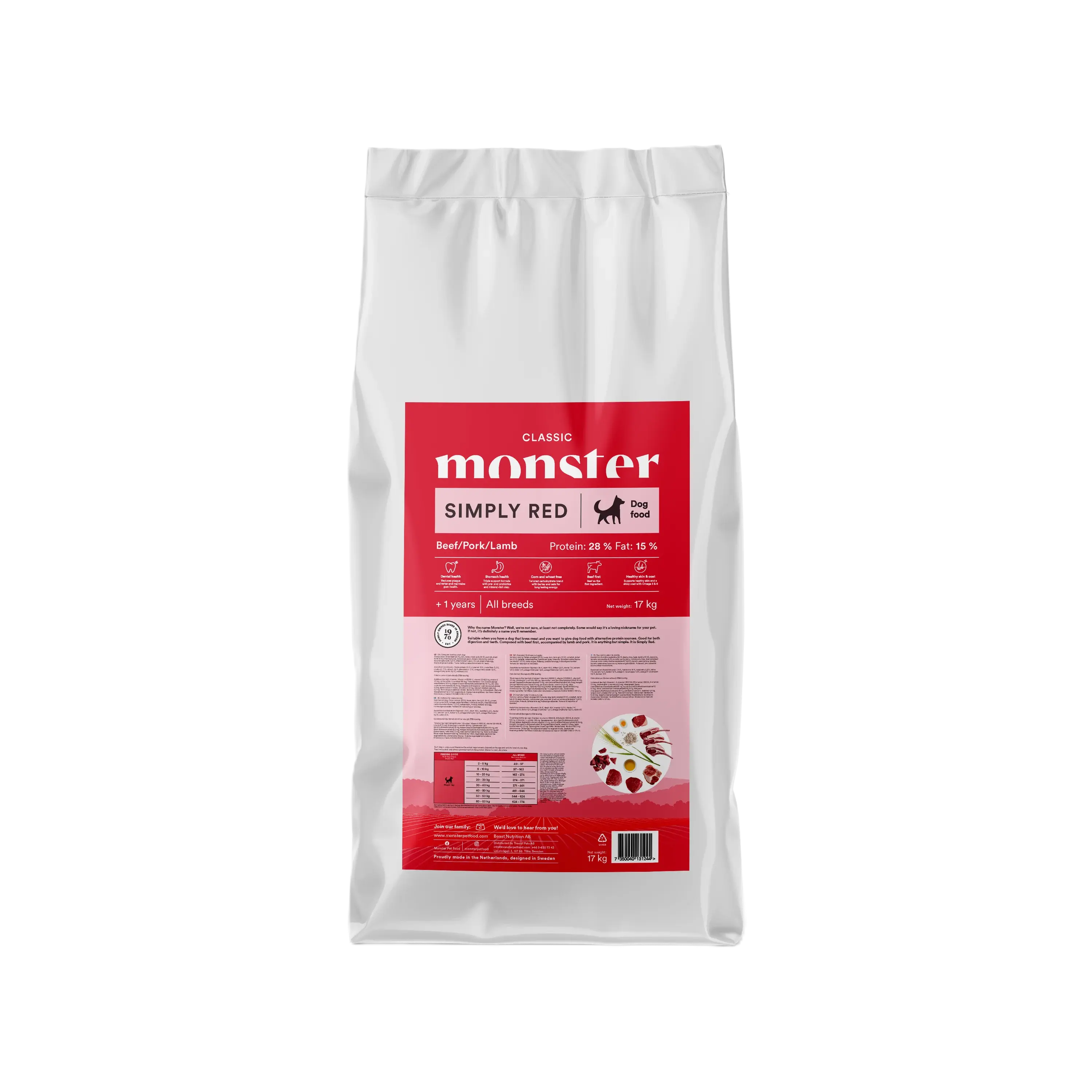 Monster Dog Classic Simply Red tørfoder til voksne hunde