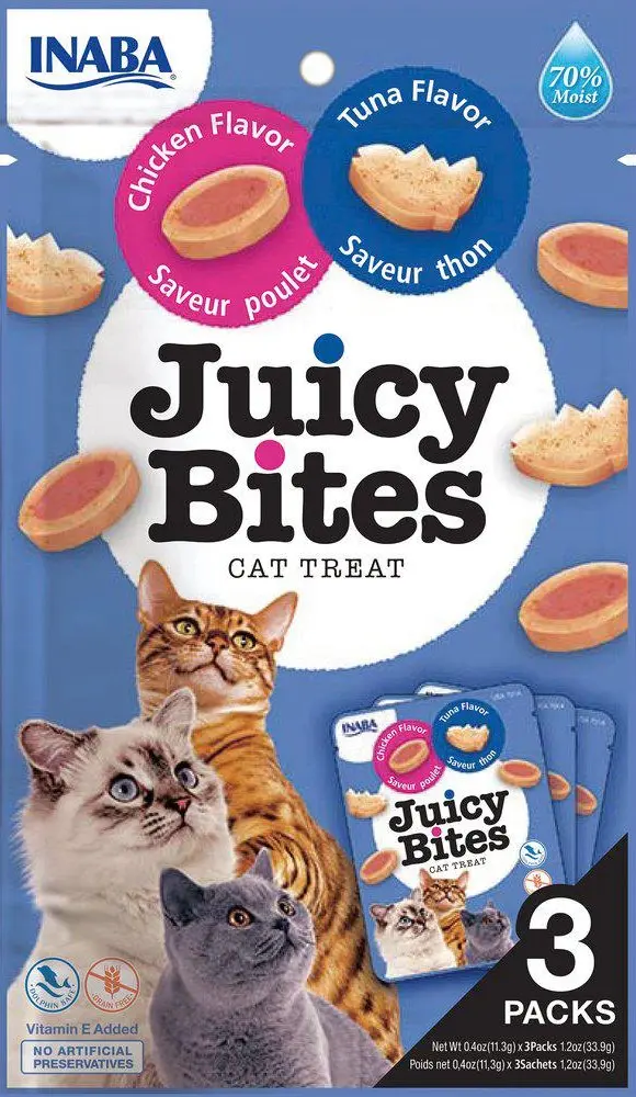 Cat Juicy Bites Kana & tonnikala, 3-pack