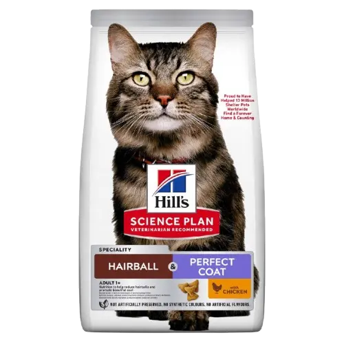 Hairball & Perfect Coat kissanruoka kanaa aikuisille kissoille 1.5 kg