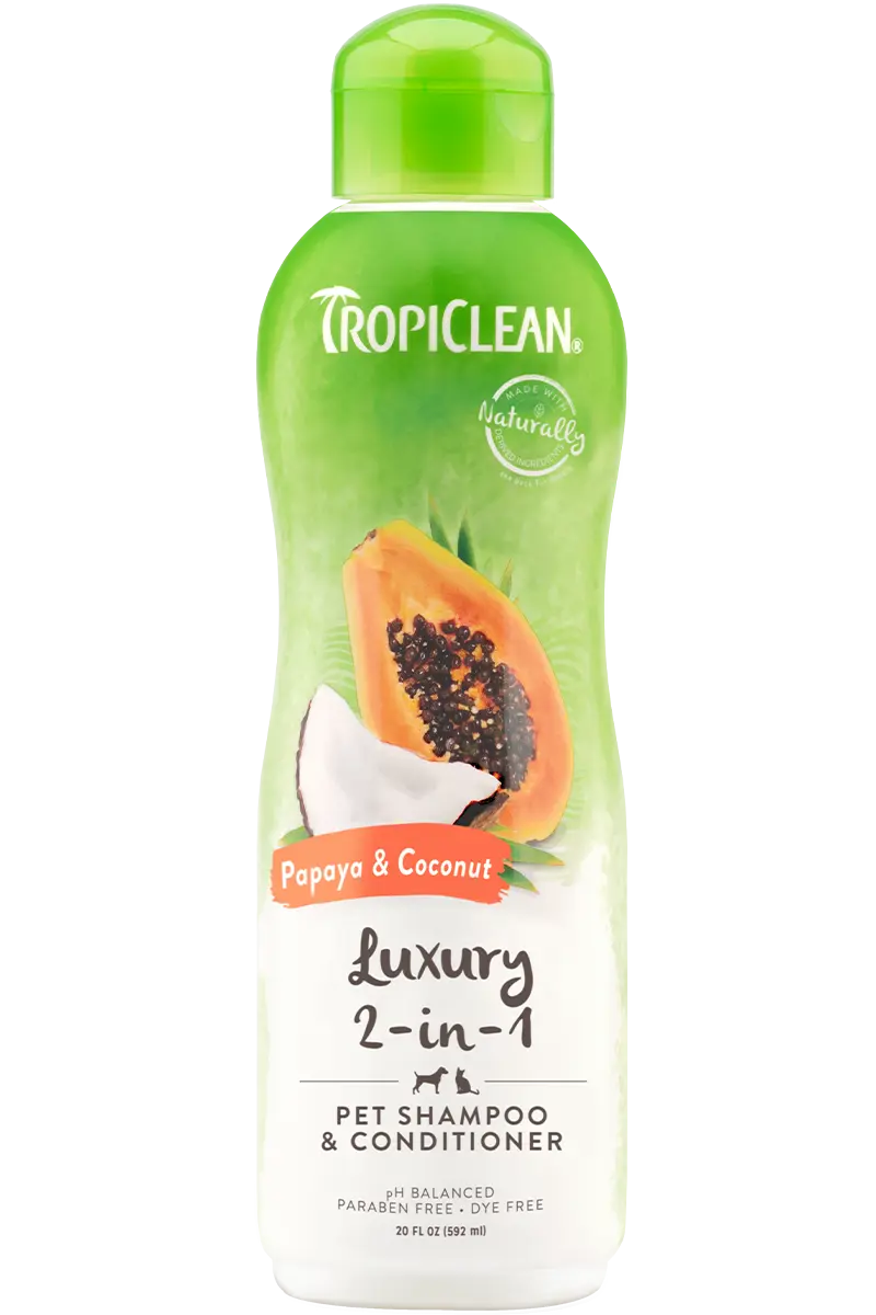 Papaija & kookos Luxury 2-in-1 shampoo ja hoitoaine lemmikeille 355 ml